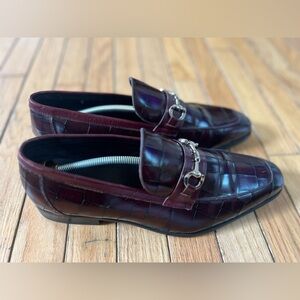 Moretti Black Label Men's Dress Shoes Size 9.5 Wine Maroon Crocodile Square Toe